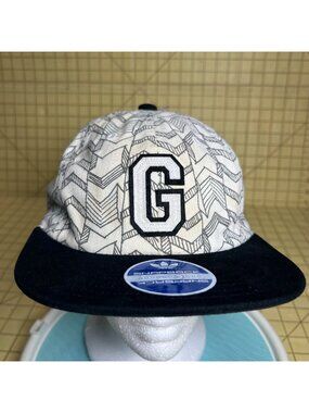 Adidas Originals G Snapback Hat White & Black Geometric Pattern Adjustable Cap
